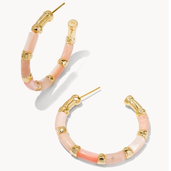 Brand New Kendra Scott Gigi Gold Hoop Earrings in Pink Mix - Picture 1 of 2
